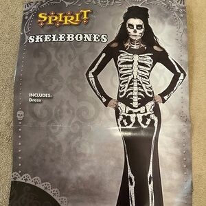 Ladies Skeleton Bones Halloween Costume with Hand Bracelets